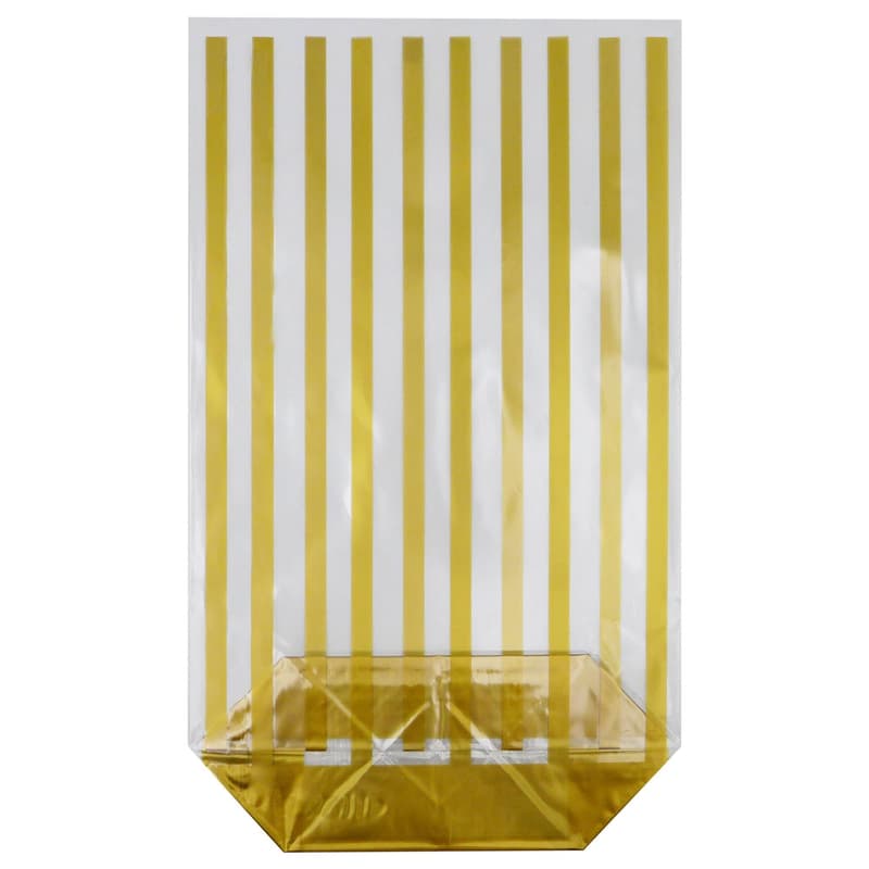 Klarsichtbeutel 9,5x16cm "Goldene Streifen mit Clips"