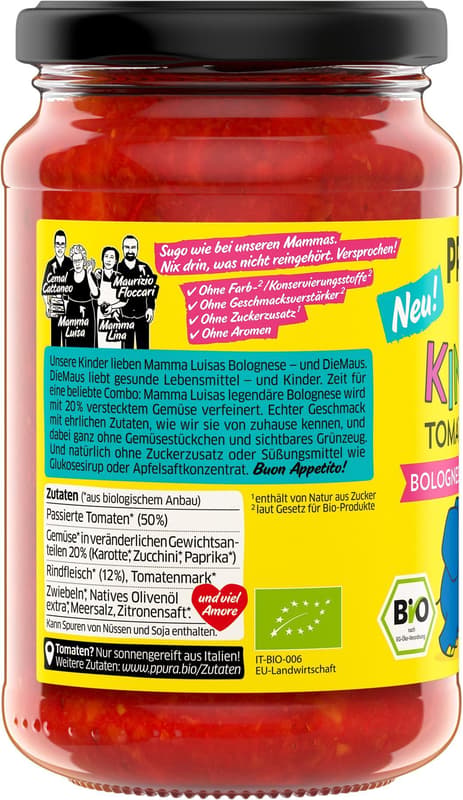 PPURA ORGANIC Sugo Bolognese for Kids - with hidden vegetables