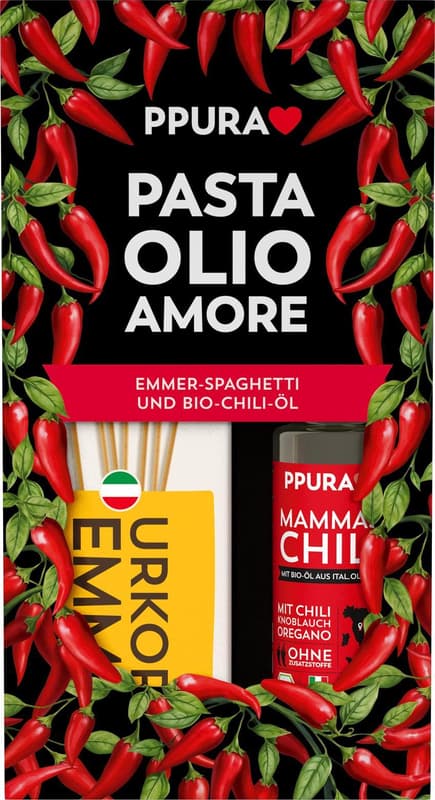 PPURA ORGANIC Gift Set Emmer Spaghetti & Chili-Flavored Olive Oil