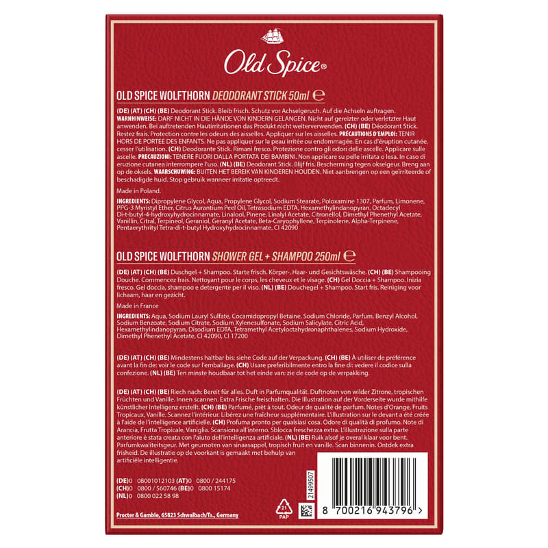 Old Spice Deo Spray Geschenkset Gamer Wolfthorn (Stick, SG)
