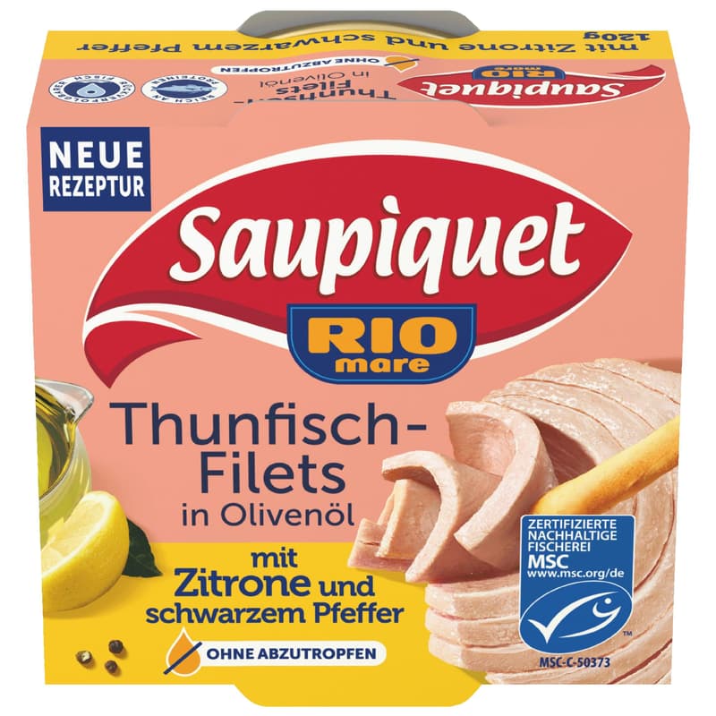 Saupiquet tuna fillets in olive oil with lemon and black pepper