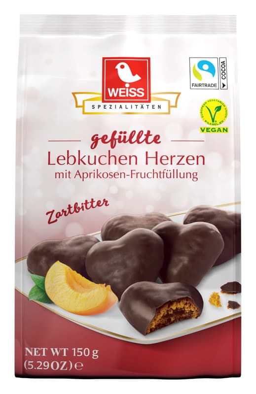 Weiss Gefüllte Lebkuchen-Herzen Zartbitter