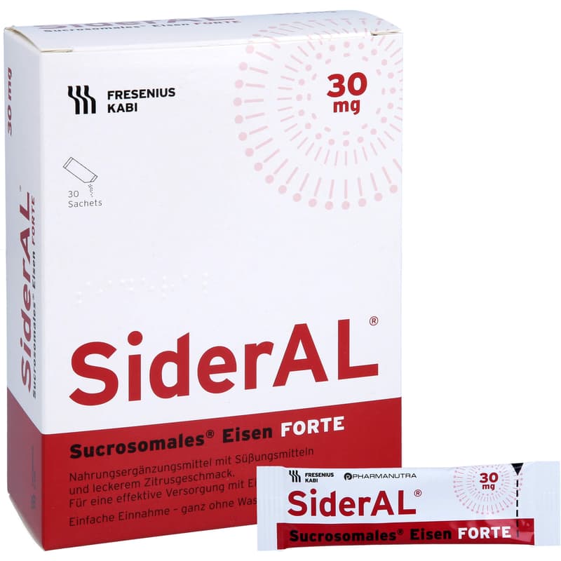 SiderAL Eisen forte 30 mg Zitrusfrucht bei erhöhtem Eisenbedarf in der Schwangerschaft, 30 St. Beutel