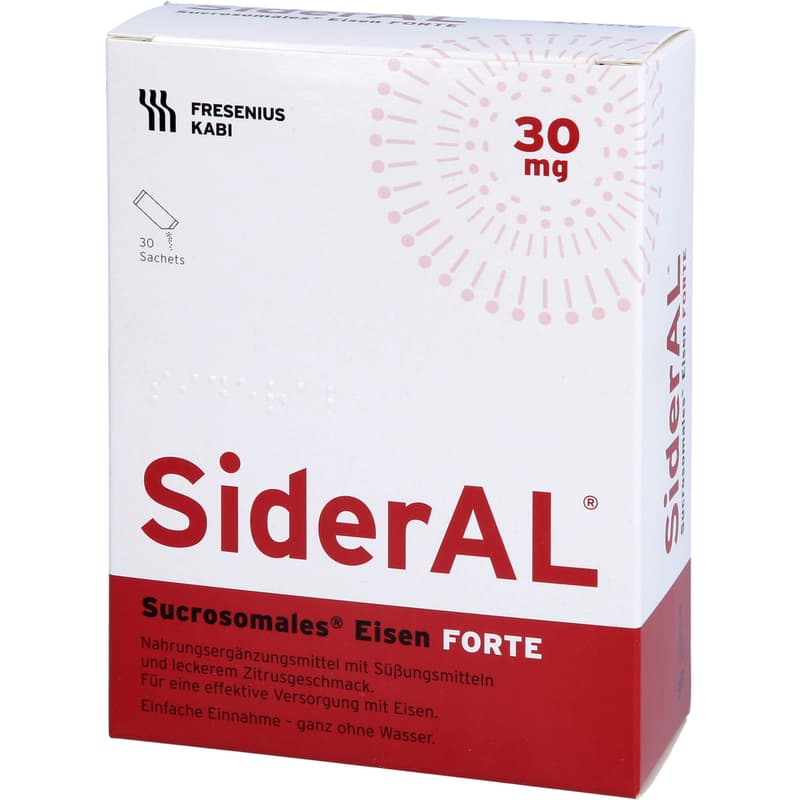 SiderAL Eisen forte 30 mg Zitrusfrucht bei erhöhtem Eisenbedarf in der Schwangerschaft, 30 St. Beutel