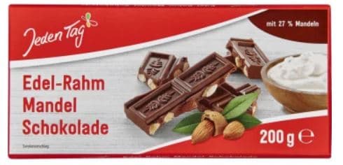 Every day chocolate fine cream whole almonds