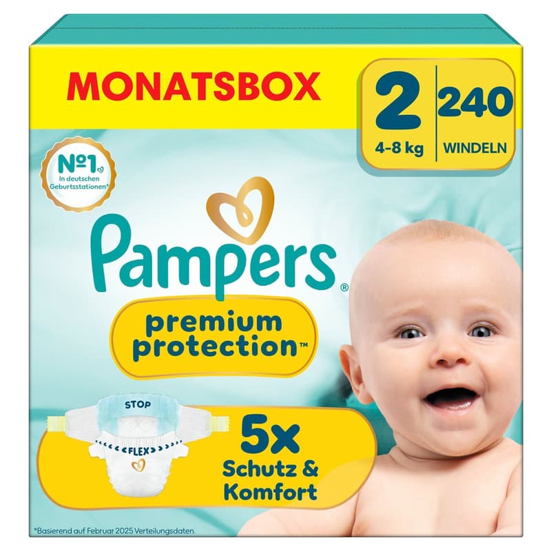 Pampers Premium Protection size 2, 240 diapers, 4kg - 8kg
