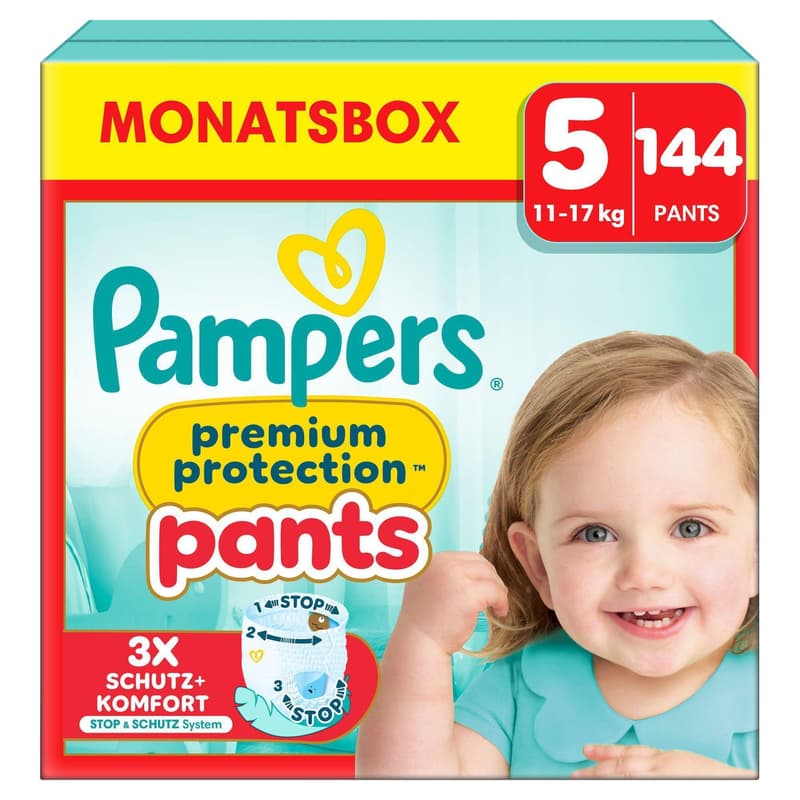 Pampers Premium Protection Pants size 5, monthly box, 144 diapers, 12kg - 17kg
