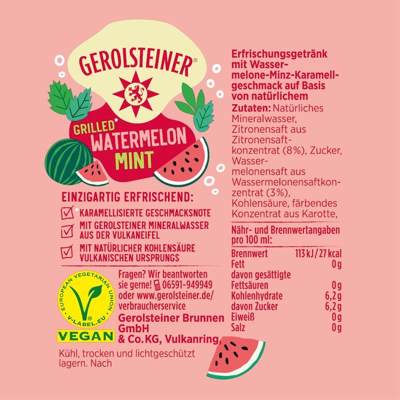 Gerolsteiner Grilled Watermelon Mint Limo (MEHRWEG)