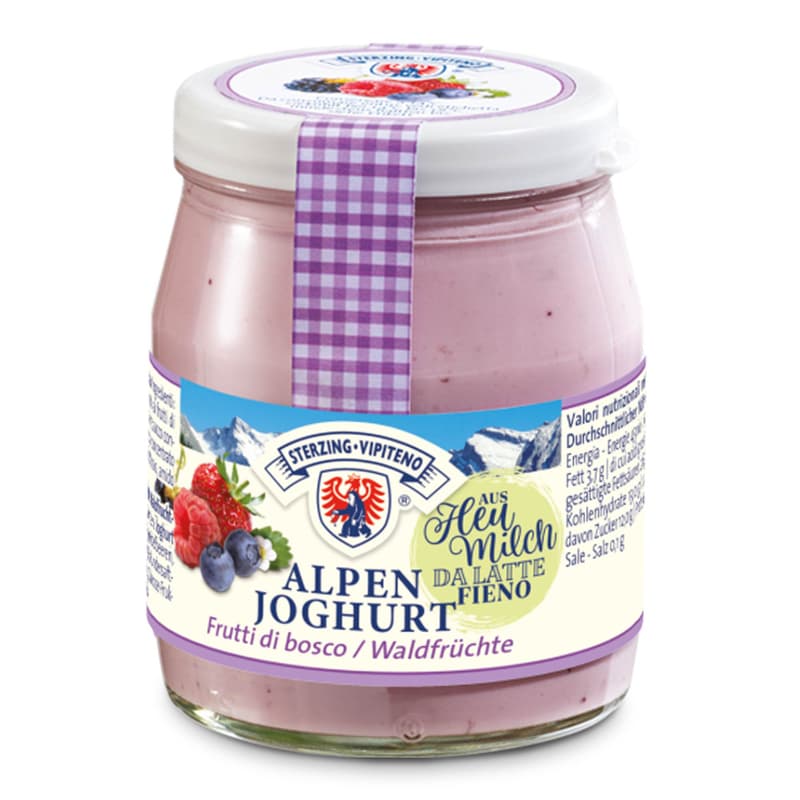 Sterzing Alpenjoghurt aus Heumilch Waldfrucht im Glas