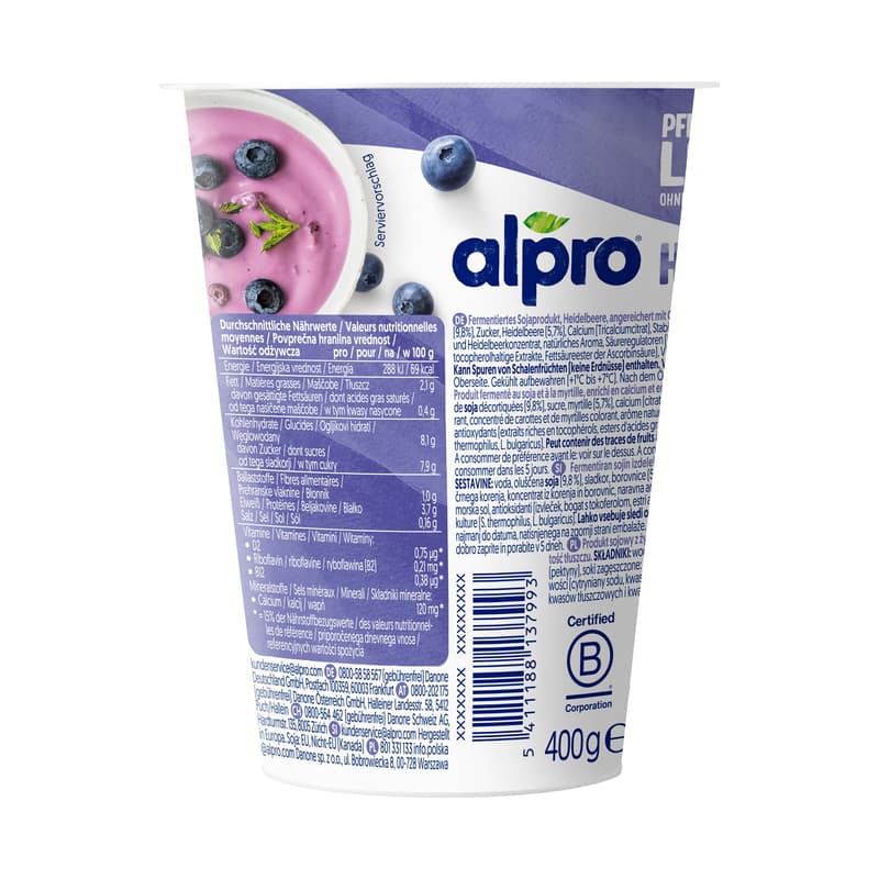 Alpro soy yoghurt alternative blueberry