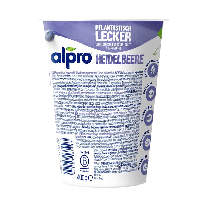 Alpro soy yoghurt alternative blueberry