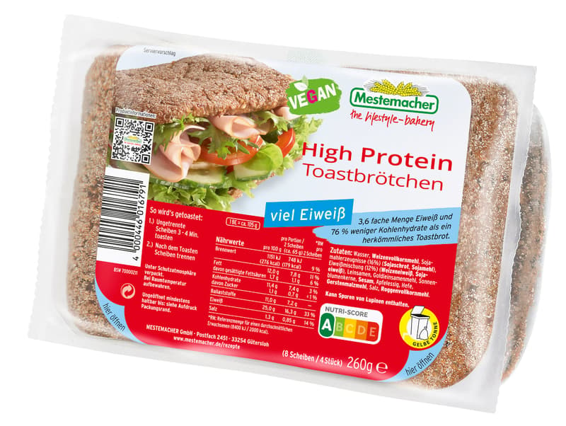 Mestemacher High Protein Toastbrötchen 4 Stück