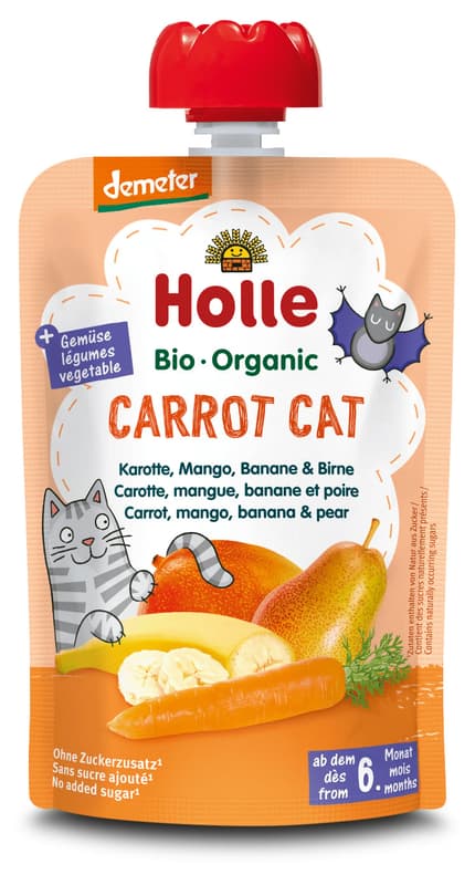 Holle BIO Carrot Cat - Pouchy carrot, mango, banana & pear