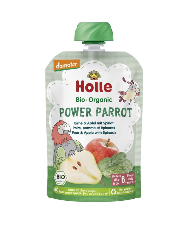 Holle BIO Power Parrot - Pouchy pear with apple & spinach