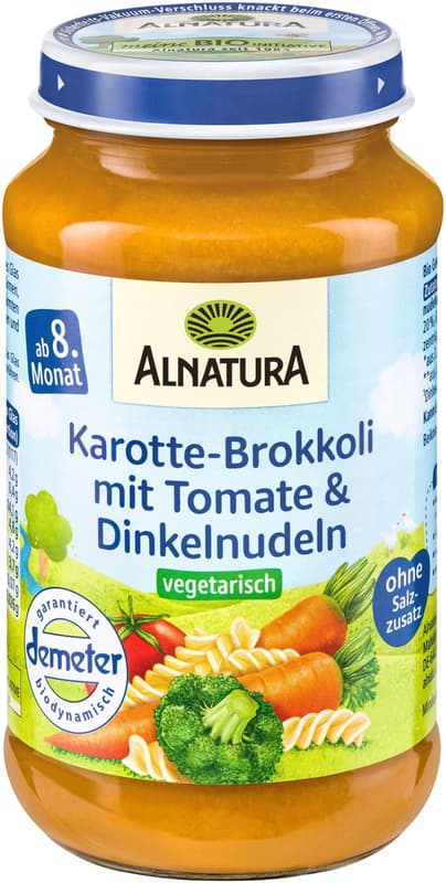 Alnatura BIO carrots, broccoli with tomatoes and spelt noodles