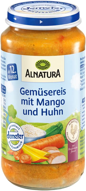 Alnatura DEMETER Vegetable rice with mango and chicken