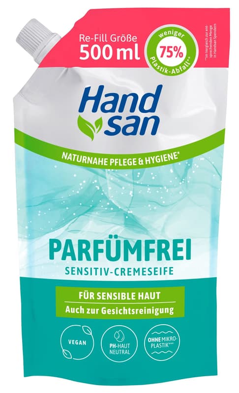 Hand san Cremeseife parfümfrei Nachfüllbeutel