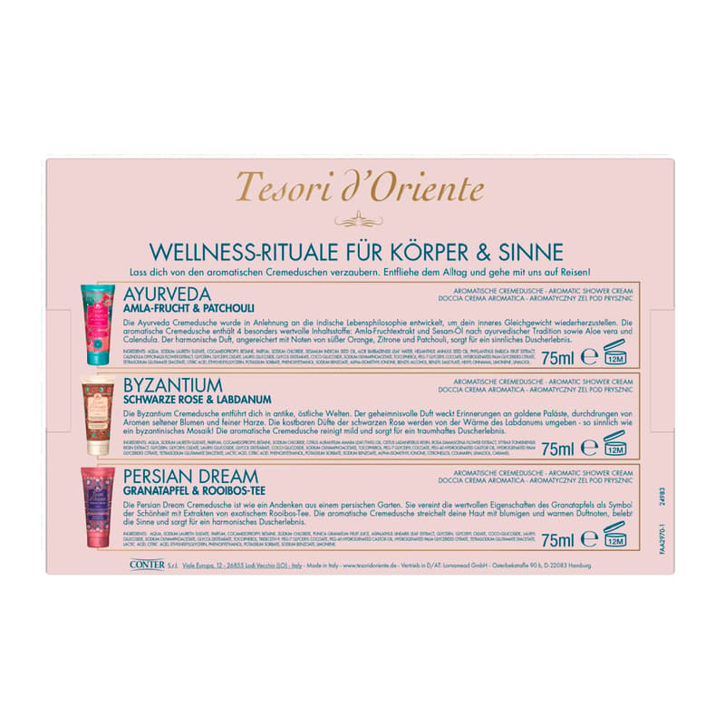 TESORI D'ORIENTE Geschenkset Cremeduschen 3 x 75 ml (Ayurveda, Persian Dream und Byzantium)