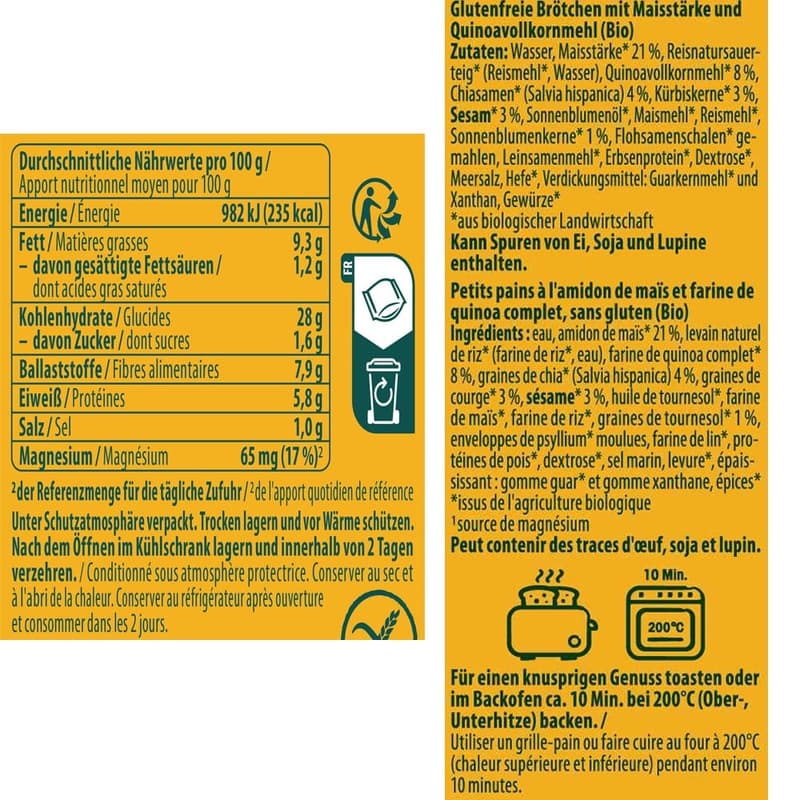 Alnavit BIO Chia-Quinoa Brötchen glutenfrei