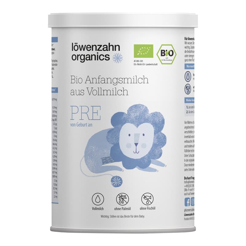 Löwenzahn Organics Pre formula milk PRE made from whole milk from birth