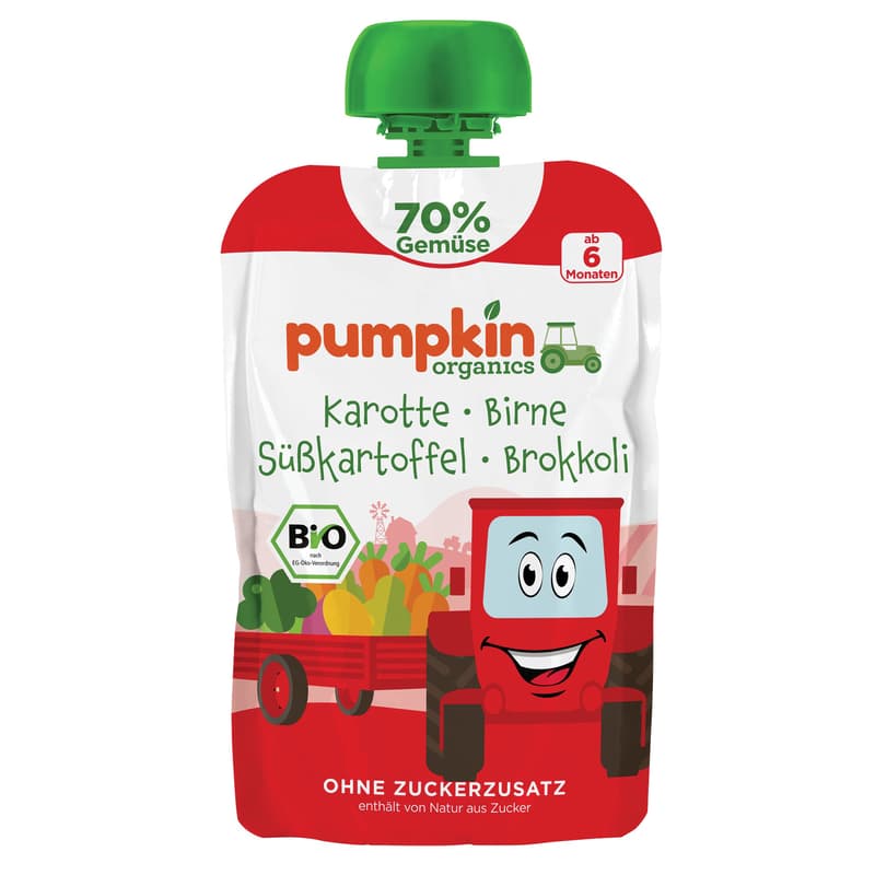Pumpkin Organics - Bio Gemüse-Quetschie Karotte, Birne, Süßkattoffel, Brokkoli