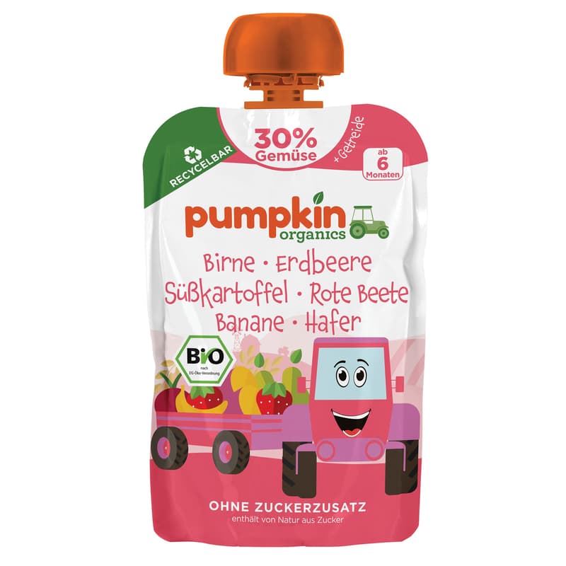 Pumpkin Organics - Organic vegetable cereal squash pear, strawberry, sweet potato, beet, oats