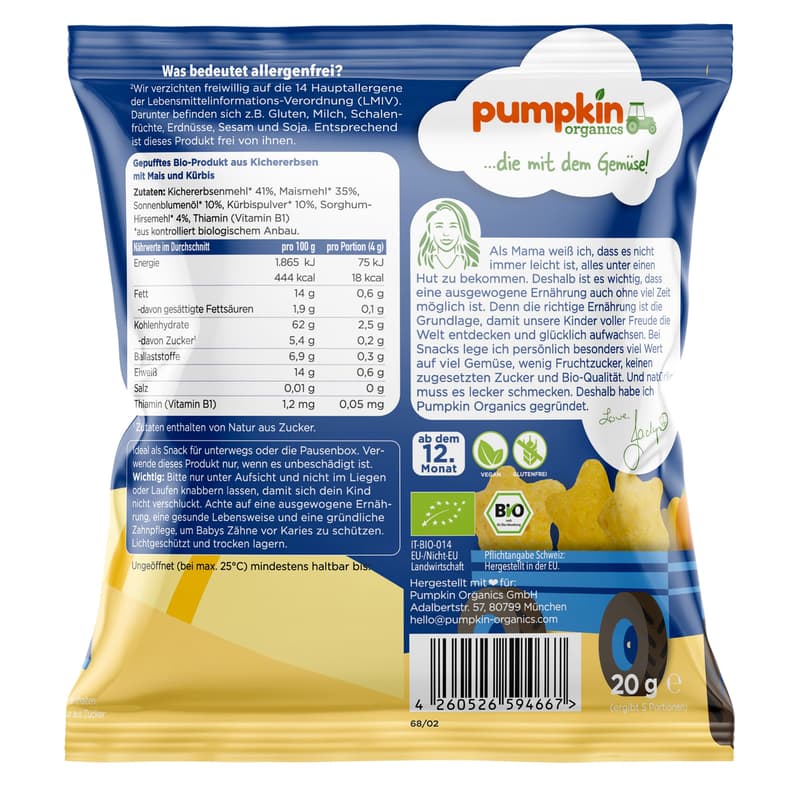 Pumpkin Organics - Bio Kichererben Sterne mit Mais & Kürbis