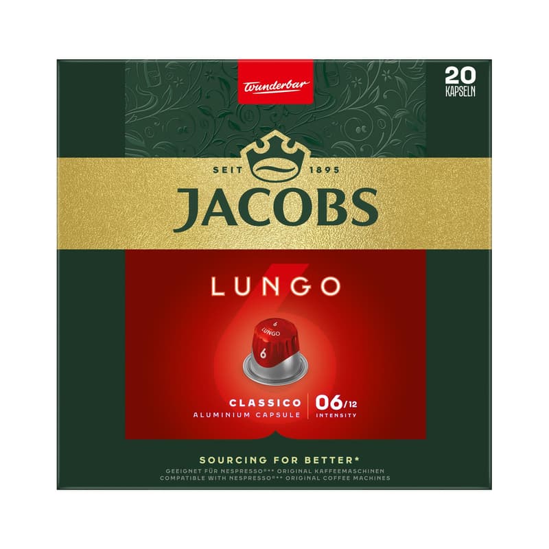 Jacobs Lungo 6 Classico, 20 Nespresso kompatible Kapseln