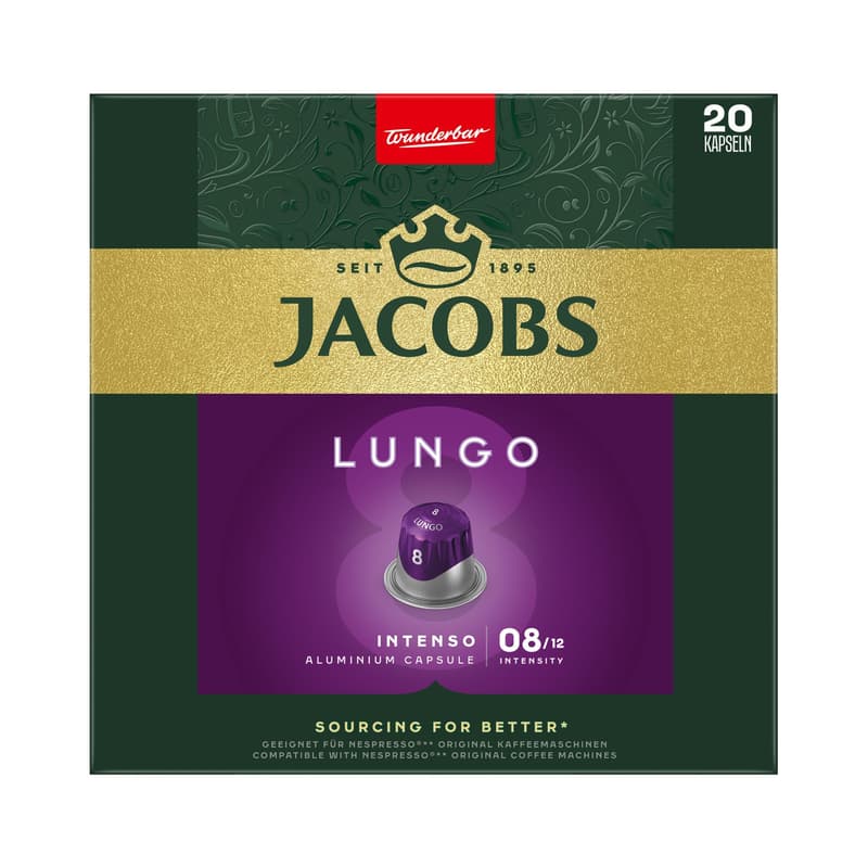 Jacobs Lungo 8 Intenso, 20 Nespresso compatible capsules