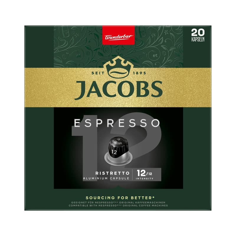 Jacobs Espresso 12 Ristretto, 20 Nespresso compatible capsules