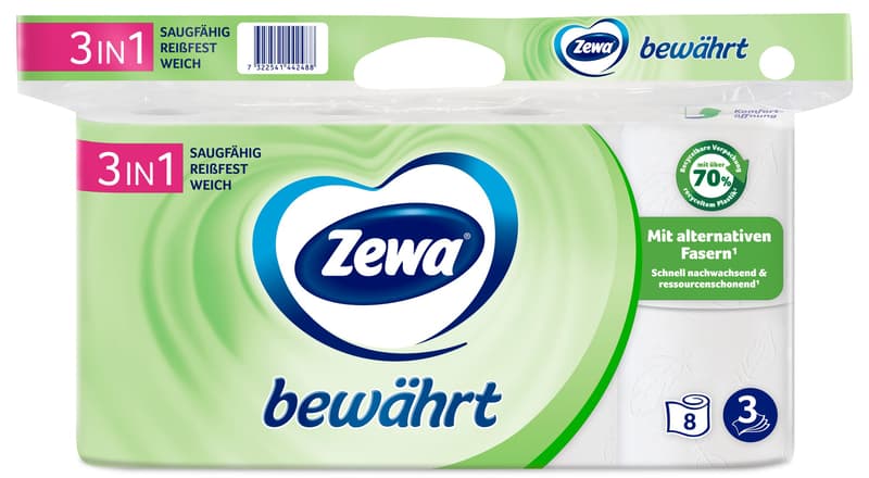 Zewa Toilettenpapier Bewährt mit Strohanteil, 3-lagig