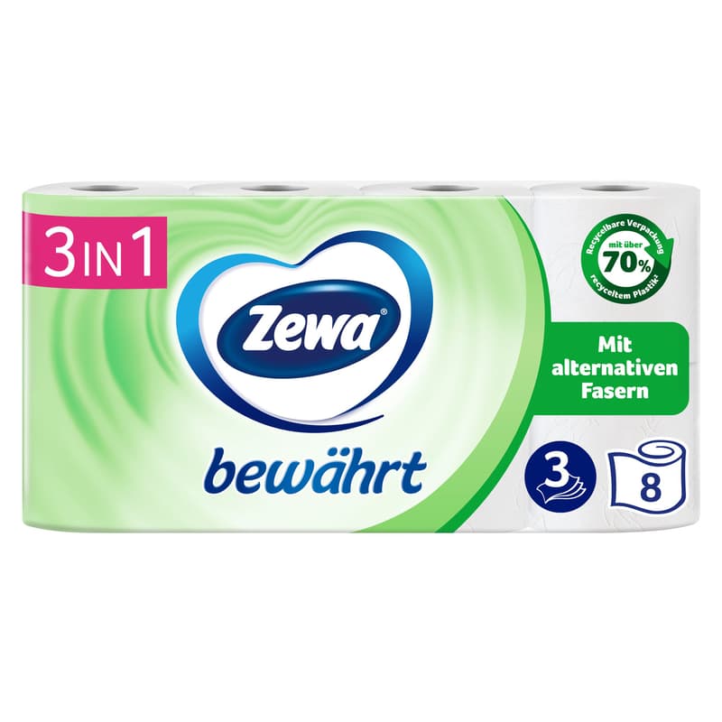 Zewa Toilettenpapier Bewährt mit Strohanteil, 3-lagig
