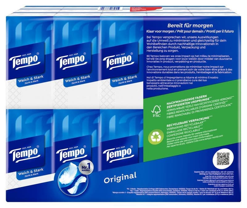 Tempo Original Taschentücher, samtig weich, 3 in 1