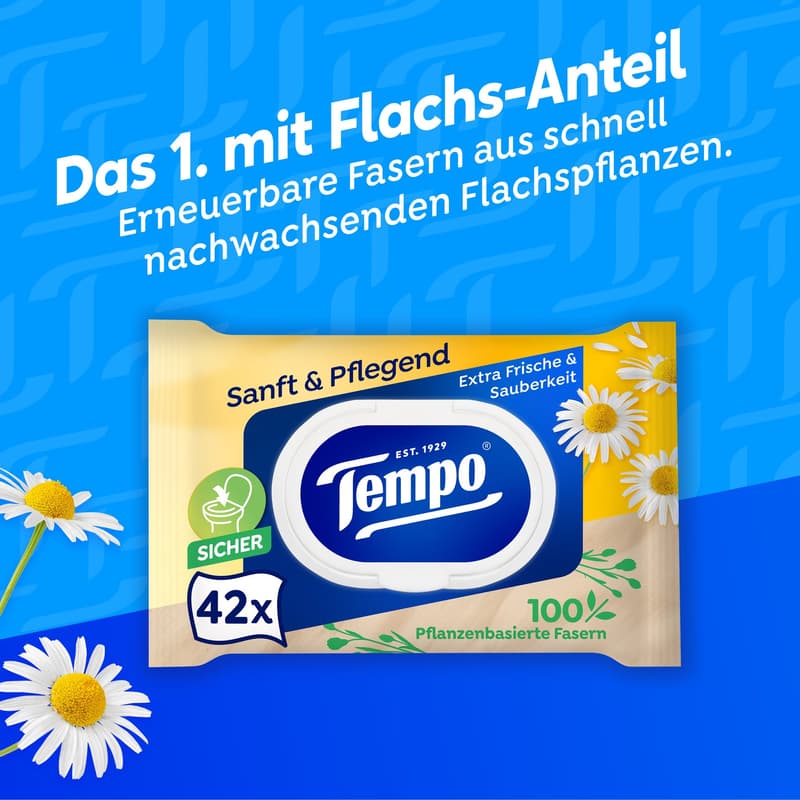 Tempo moist toilet tissues gentle & caring camomile