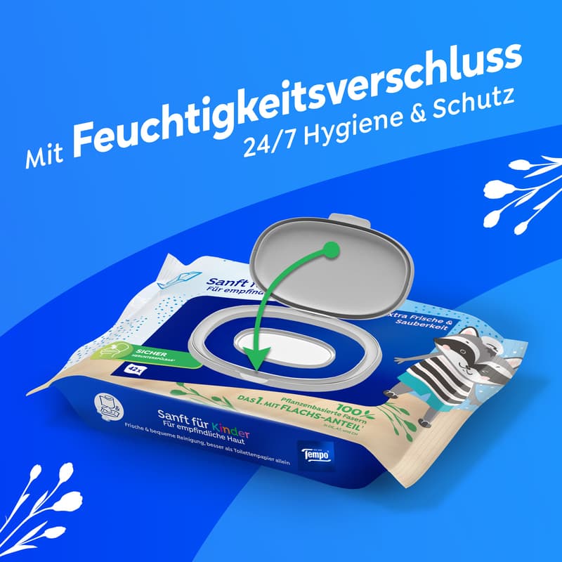 Tempo moist toilet tissues gentle for children