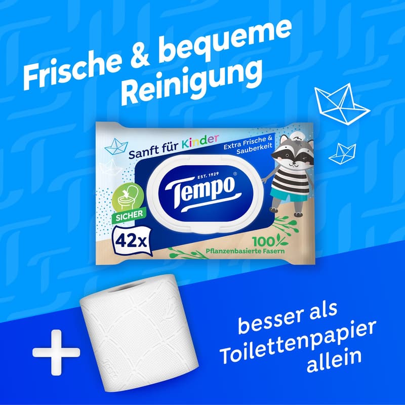 Tempo moist toilet tissues gentle for children