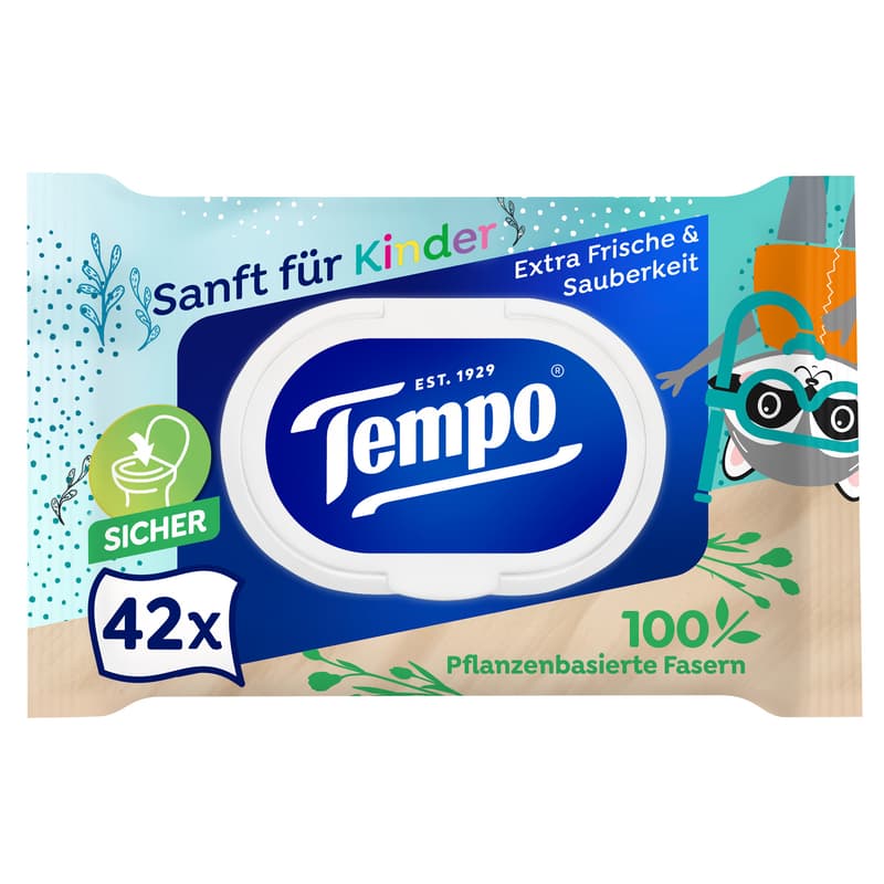 Tempo moist toilet tissues gentle for children