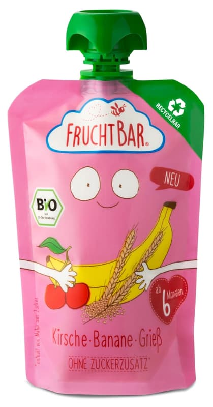 FruchtBar Organic Quetschie Cherry-Banana-Grain