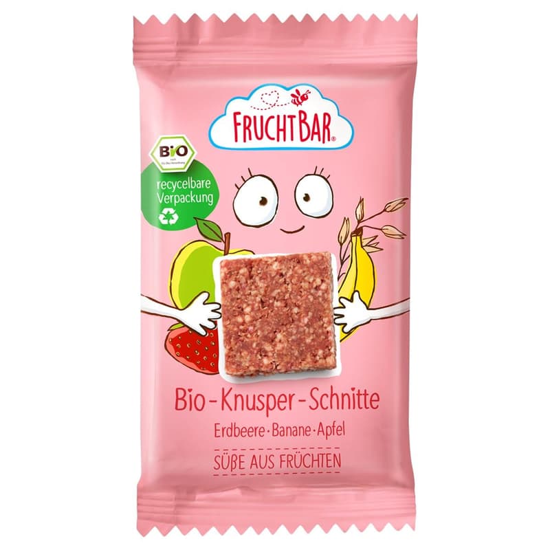 FruchtBar Bio Knusper-Schnitte Erdbeere, Banane, Apfel