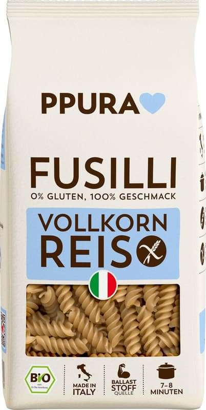 PPURA BIO Fusilli aus Vollkornreis glutenfrei