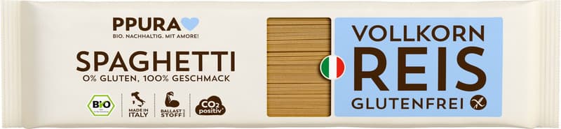 PPURA ORGANIC spaghetti made from wholegrain rice, gluten-free