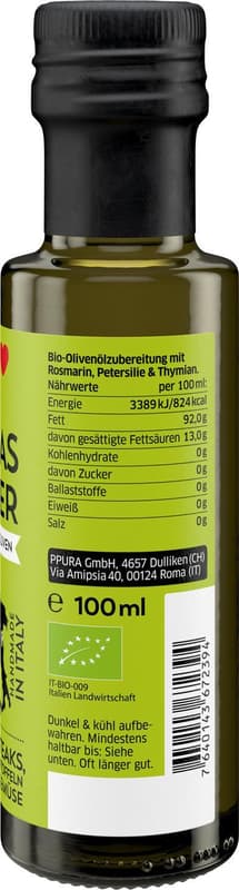PPURA BIO extra natives Oliven & Kräuteröl