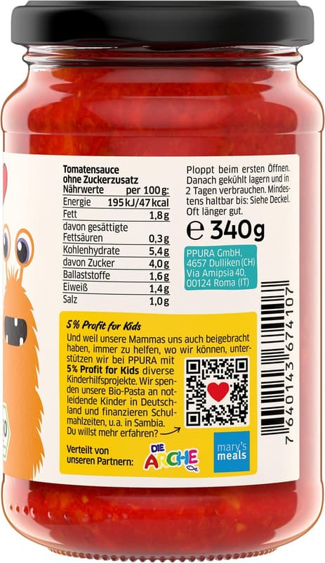 PPURA ORGANIC Sugo for children