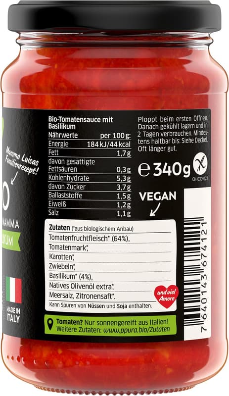 PPURA BIO Sugo Basilico