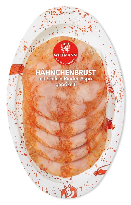 Wiltmann Hähnchenbrust mit mit Chili in Rinder - Aspik, gepökelt Chili in Rinder Aspik