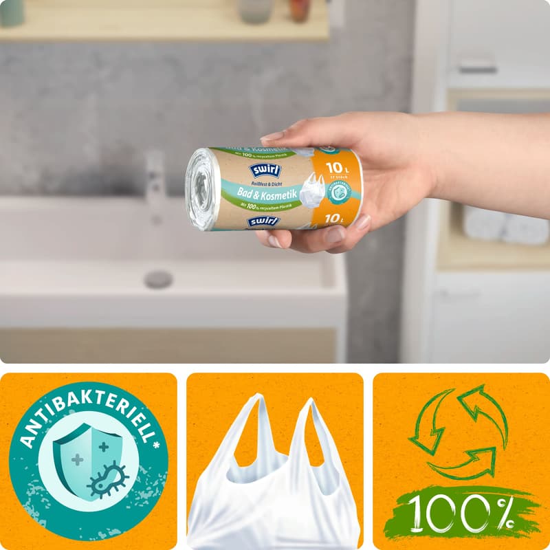 Swirl 10 litre carry handle bin liner Bathroom & Cosmetics Tearproof & leakproof