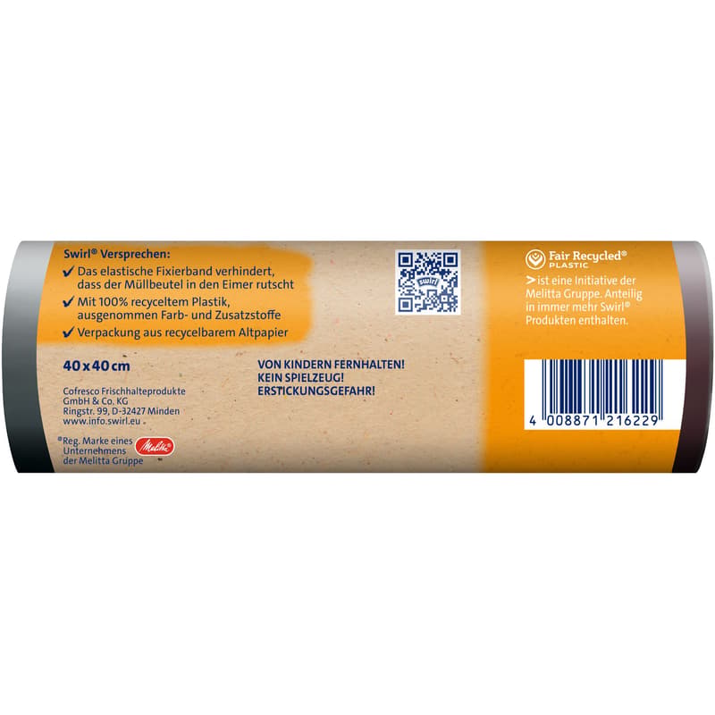 Swirl 10 l Fixation tape bin liner Tearproof & leakproof