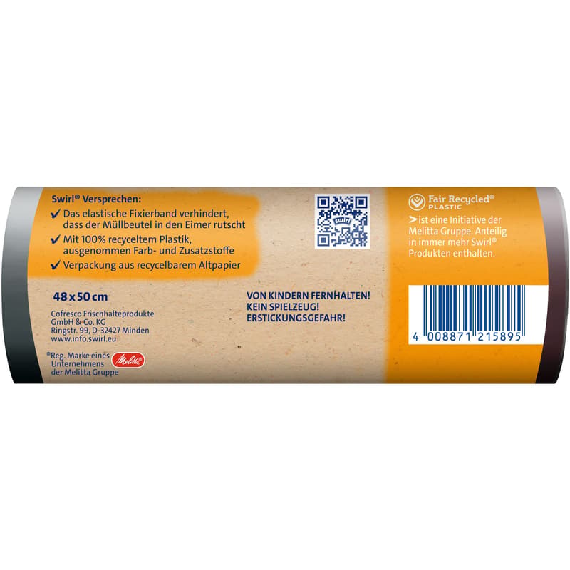 Swirl 20 l Fixation tape bin liner Tearproof & leakproof
