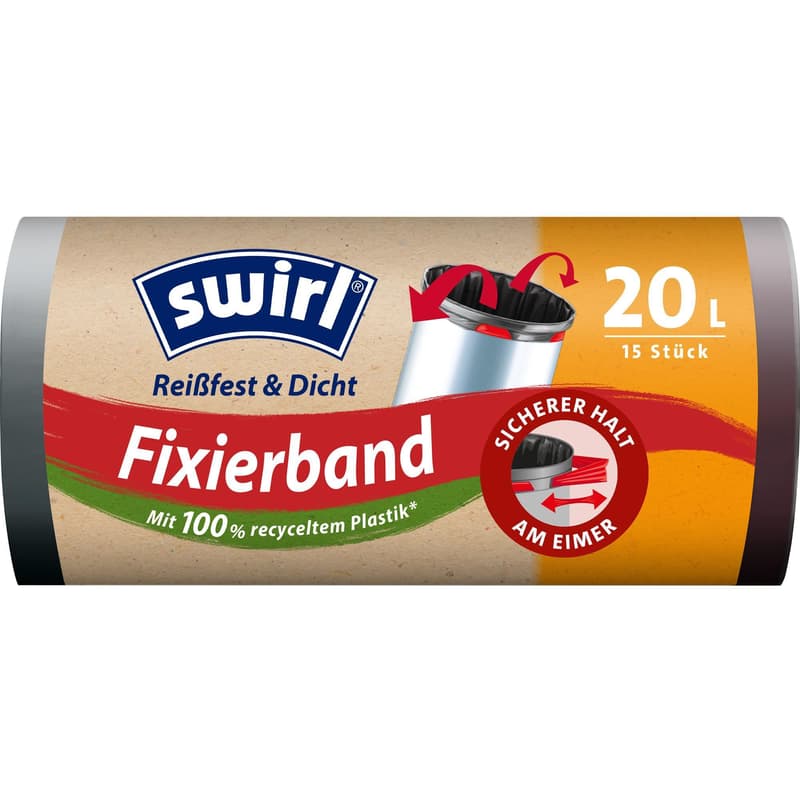 Swirl 20 l Fixation tape bin liner Tearproof & leakproof