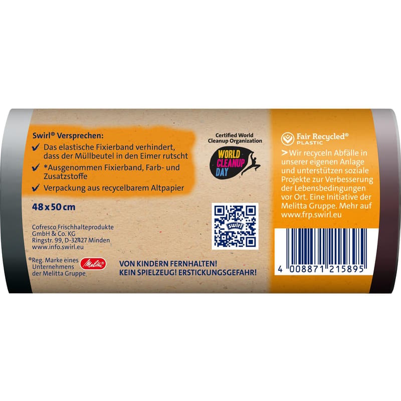 Swirl 20 l Fixation tape bin liner Tearproof & leakproof